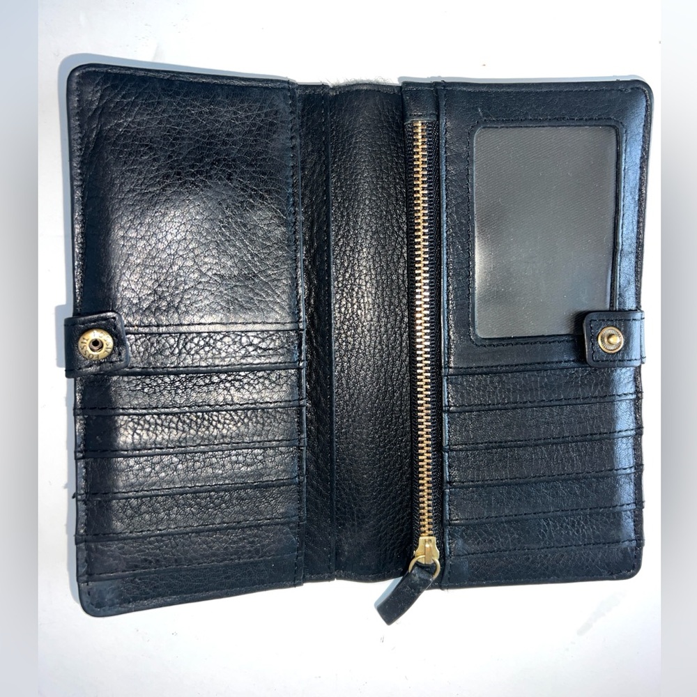 Vtg Fossil Wallet Black Soft Pebble Leather - Picture 6 of 12